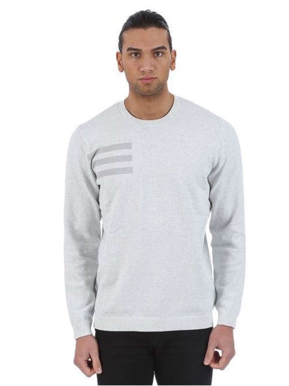 Adidas Light Gray golf climacool Crewneck Sweater three stripes hem logo Dadcore